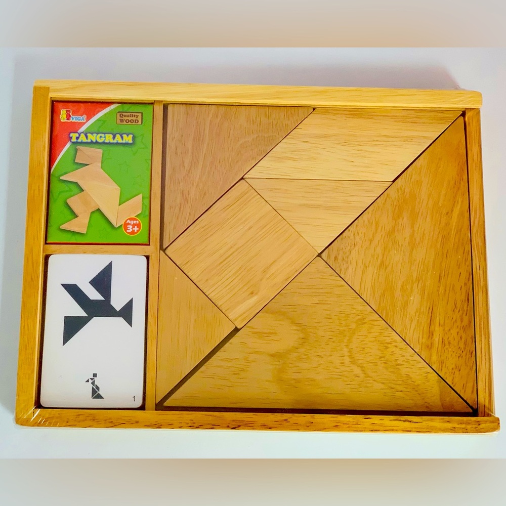 Logic Tangram Wooden Puzzle Game with Play Cards